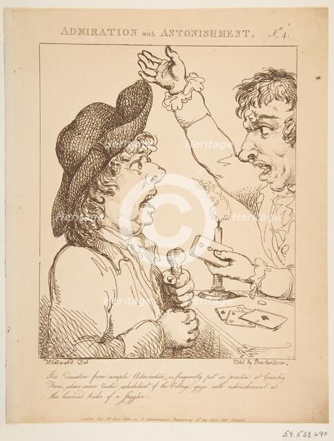 Admiration with Astonishment (Le Brun Travested, or Caricatures of the Passions), January 21, 1800. Creator: Thomas Rowlandson.