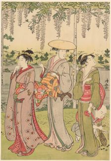 Admiring the wisteria at Kameido Shrine, c. 1786. Creator: Torii Kiyonaga
