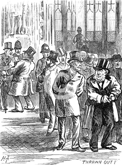 Admission to the Strangers' Gallery of the House of Commons: thrown out!, 1881. Creator: Unknown.