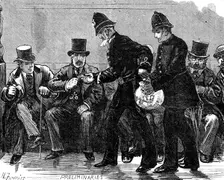 Admission to the Strangers Gallery of the House of Commons: preliminaries, 1881. Creator: Unknown
