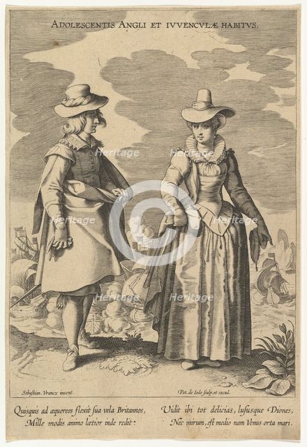 Adolescentis Angli et Iuvenculae Habitus, from Fashions of Different Nations.n.d. Creator: Pieter de Jode I.