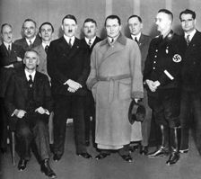 Adolf Hitler (1889-1945) with other members of the Nazi Party, 1933