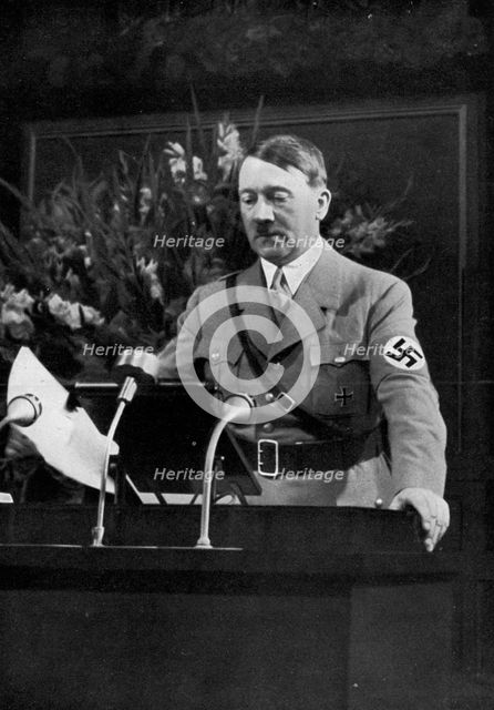 Adolf Hitler making a speech, Nuremberg, Germany, 1935. Artist: Unknown