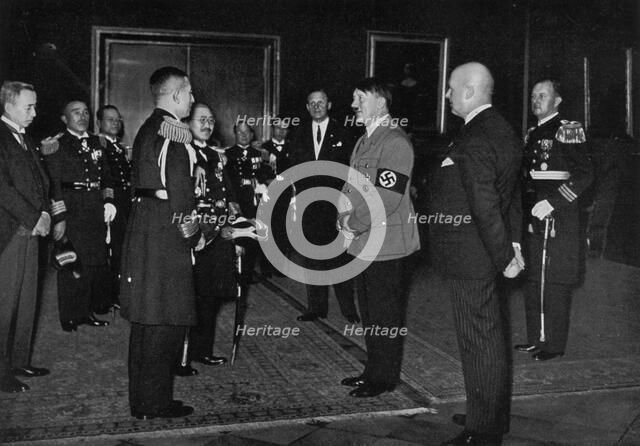 Adolf Hitler meeting a Japanese naval delegation, 1934. Artist: Unknown