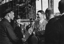 Adolf Hitler meeting the workers of the Blohm & Voss shipyard, Hamburg, Germany, 1934