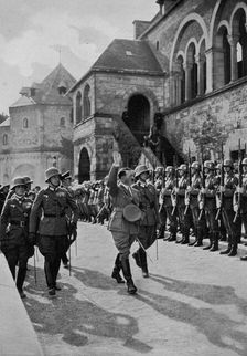 Adolf Hitler outside the Goslar Imperial Palace, Lower Saxony, Germany, 1934