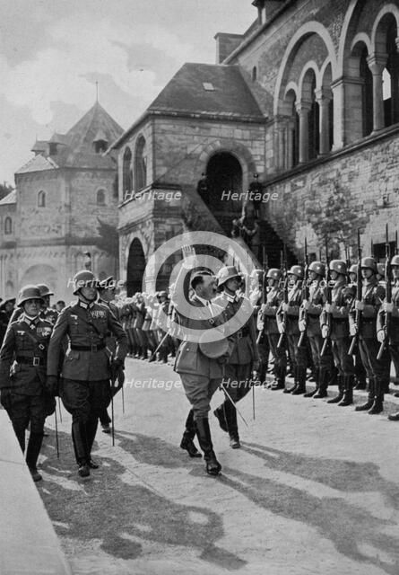 Adolf Hitler outside the Goslar Imperial Palace, Lower Saxony, Germany, 1934. Artist: Unknown