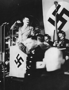 Adolf Hitler at a Nazi rally at Nuremberg, Germany, 1930s