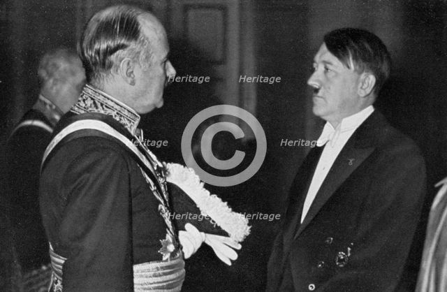 Adolf Hitler at a New Year's reception, 1934. Artist: Unknown