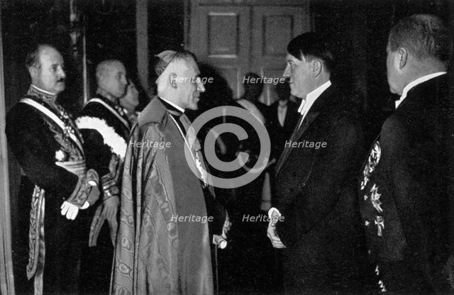 Adolf Hitler at a New Year's reception, 1935. Artist: Unknown