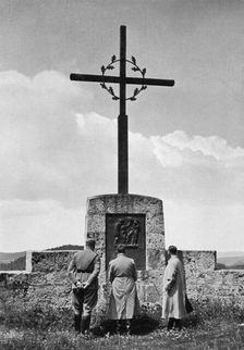 Adolf Hitler at the monument for the war dead in Franconia, Germany, 1936