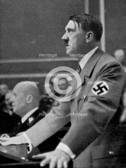 Adolf Hitler addresses the Reichstag, Berlin, Germany, 18 March 1938. Artist: Unknown