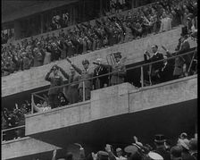 Adolf Hitler Addressing Crowds at the German Olympic Stadium, 1936. Creator: British Pathe Ltd