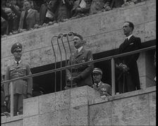 Adolf Hitler Addressing Crowds at the German Olympic Stadium, 1936. Creator: British Pathe Ltd