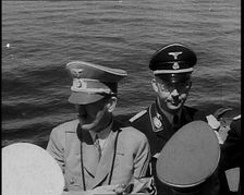 Adolf Hitler and Heinrich Himmler on Board an Italian Navy Battleship, 1937. Creator: British Pathe Ltd