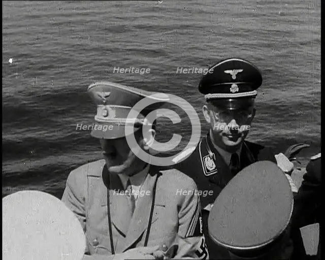 Adolf Hitler and Heinrich Himmler on Board an Italian Navy Battleship, 1937. Creator: British Pathe Ltd.