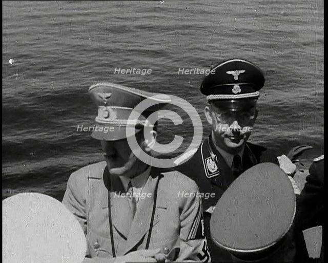 Adolf Hitler and Heinrich Himmler on Board an Italian Navy Battleship, 1937. Creator: British Pathe Ltd.