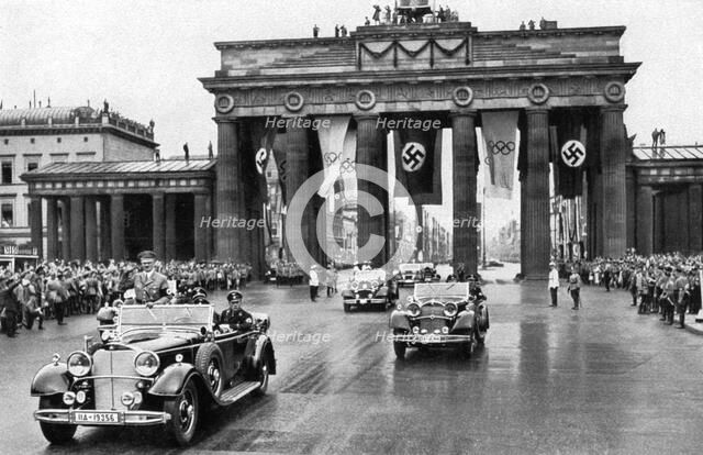 Adolf Hitler, Brandenburg Gate, Games of the XI Olympiad, Berlin, 1936. Artist: Unknown