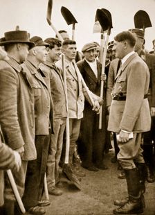 Adolf Hitler chatting to road workers, 1936 Creator: Unknown