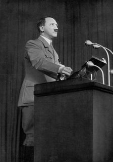 Adolf Hitler delivering a speech, March 1936