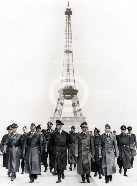 Adolf Hitler, German Nazi dictator, inspecting occupied Paris, France, 1940.  Creator: Unknown.