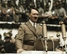 Adolf Hitler Giving a Speech, 1930s. Creator: British Pathe Ltd