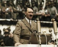 Adolf Hitler Giving a Speech, 1930s. Creator: British Pathe Ltd