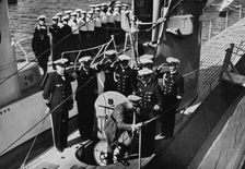 Adolf Hitler inspecting the first German U-boats at Kiel, Germany, August 1935