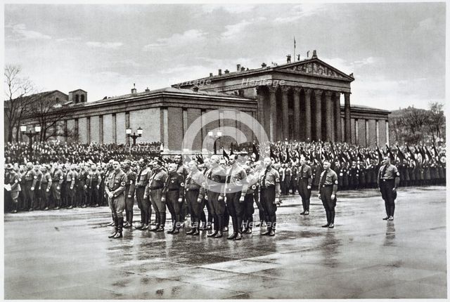Adolf Hitler leading a procession of World War I veterans on Martyrs' Day, 9th November 1935. Artist: Unknown