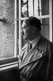Adolf Hitler looks out of his cell window at Landsberg Fortress, Bavaria, Germany, 1934