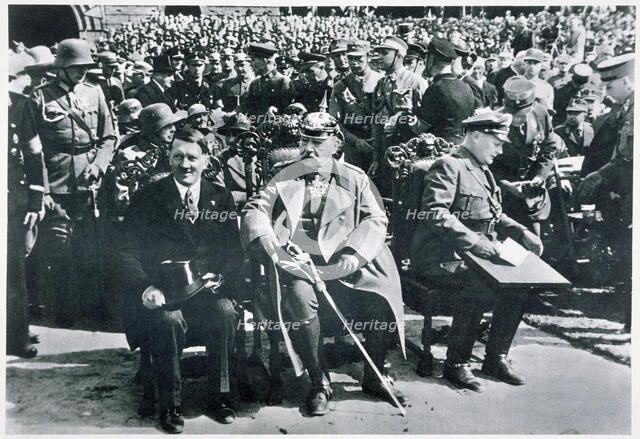 Adolf Hitler, President von Hindenburg and Hermann Goering, Tannenberg, Germany, 1933. Artist: Unknown