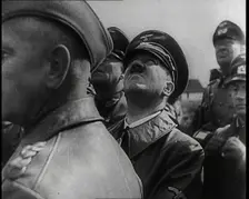 Adolf Hitler Standing With a Group of Other Male German Military Commanders and Looking Upwards,1939 Creator: British Pathe Ltd