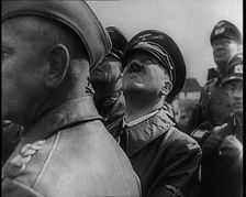 Adolf Hitler Standing With a Group of Other Male German Military Commanders and Looking Upwards,1939 Creator: British Pathe Ltd
