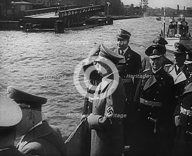 Adolf Hitler Saluting With Naval Officers, 1943. Creator: British Pathe Ltd.
