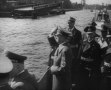 Adolf Hitler Saluting With Naval Officers, 1943. Creator: British Pathe Ltd