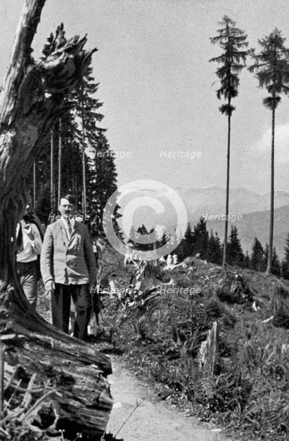 Adolf Hitler taking a walk in the mountains, 1936. Artist: Unknown