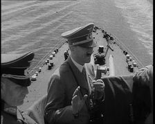 Adolf Hitler, the German Leader, On Board an Italian Navy Battleship at a Naval Review..., 1937. Creator: British Pathe Ltd