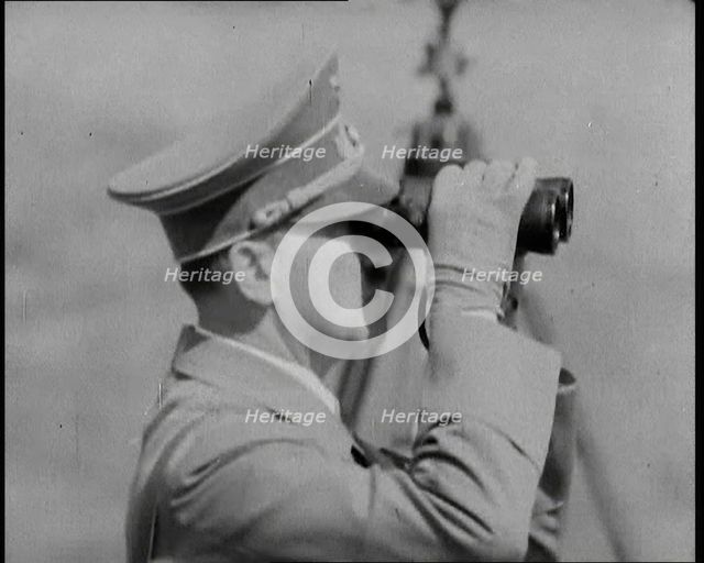 Adolf Hitler, the German Leader Looking Through Binoculars at Army Manoeuvres, 1937. Creator: British Pathe Ltd.