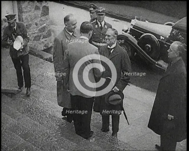 Adolf Hitler, the German Leader, Shaking Hands With Neville Chamberlain, the British..., 1938. Creator: British Pathe Ltd.