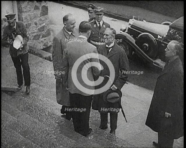 Adolf Hitler, the German Leader, Shaking Hands With Neville Chamberlain, the British..., 1938. Creator: British Pathe Ltd.