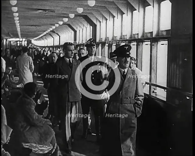 Adolf Hitler, the German Leader, Walking Down a Long Corridor With German Official and..., 1939. Creator: British Pathe Ltd.