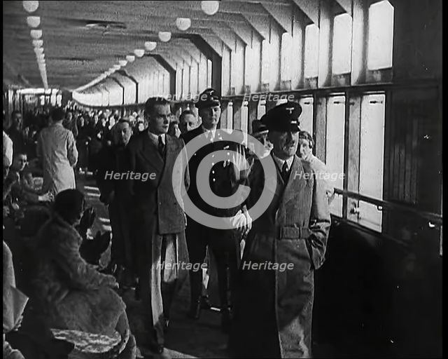 Adolf Hitler, the German Leader, Walking Down a Long Corridor With German Official and..., 1939. Creator: British Pathe Ltd.