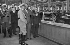 Adolf Hitler visiting a Bavarian engine works, Germany, 1936