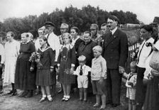 Adolf Hitler visiting a farming family in East Prussia, Germany, 1936