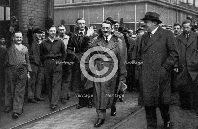 Adolf Hitler visiting industries in the Rhineland and Westphalia, Germany, 1936. Artist: Unknown