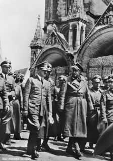 Adolf Hitler visiting the occupied city of Laon, France, World War II, 1940