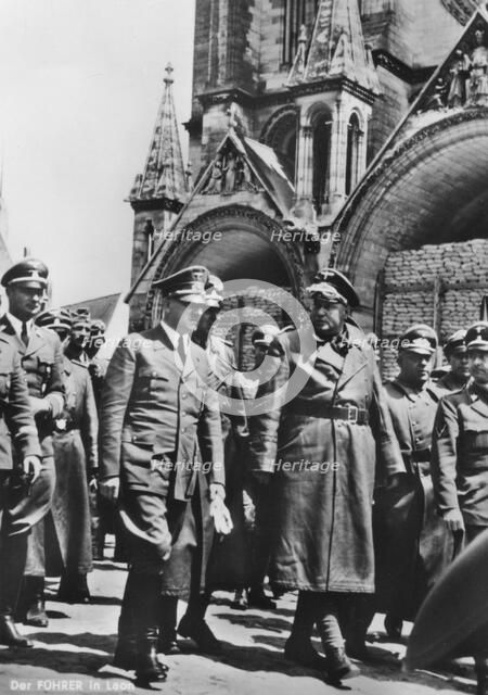 Adolf Hitler visiting the occupied city of Laon, France, World War II, 1940. Artist: Unknown