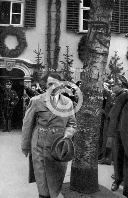 Adolf Hitler visiting the Schiller Haus in Weimar, Germany, 1934. Artist: Unknown