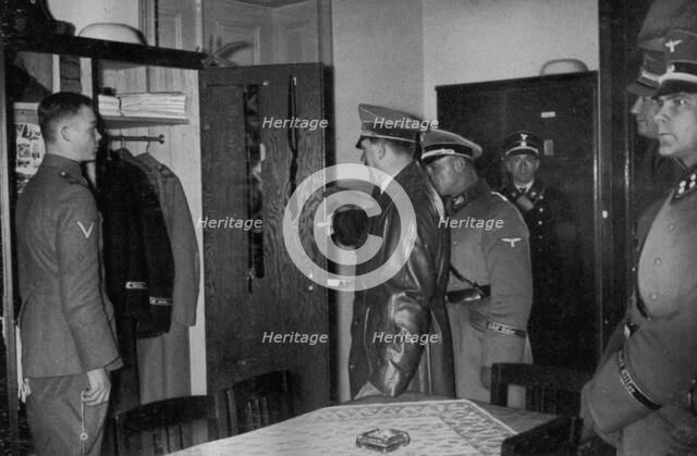 Adolf Hitler visiting the SS Leibstandarte Regiment, 1936. Artist: Unknown