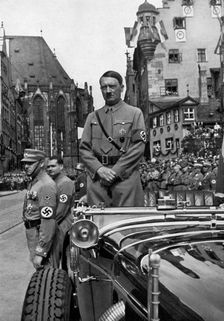 Adolf Hitler waiting for SA Brownshirts Nuremberg, Germany, 1935